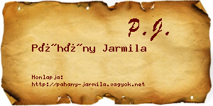 Páhány Jarmila névjegykártya
